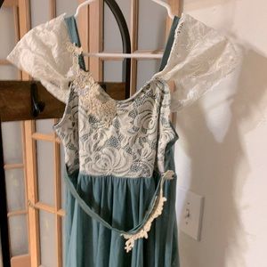 Ballet/ Lyrical dress, Brand: Weissman Colors: white, gold, turquoise